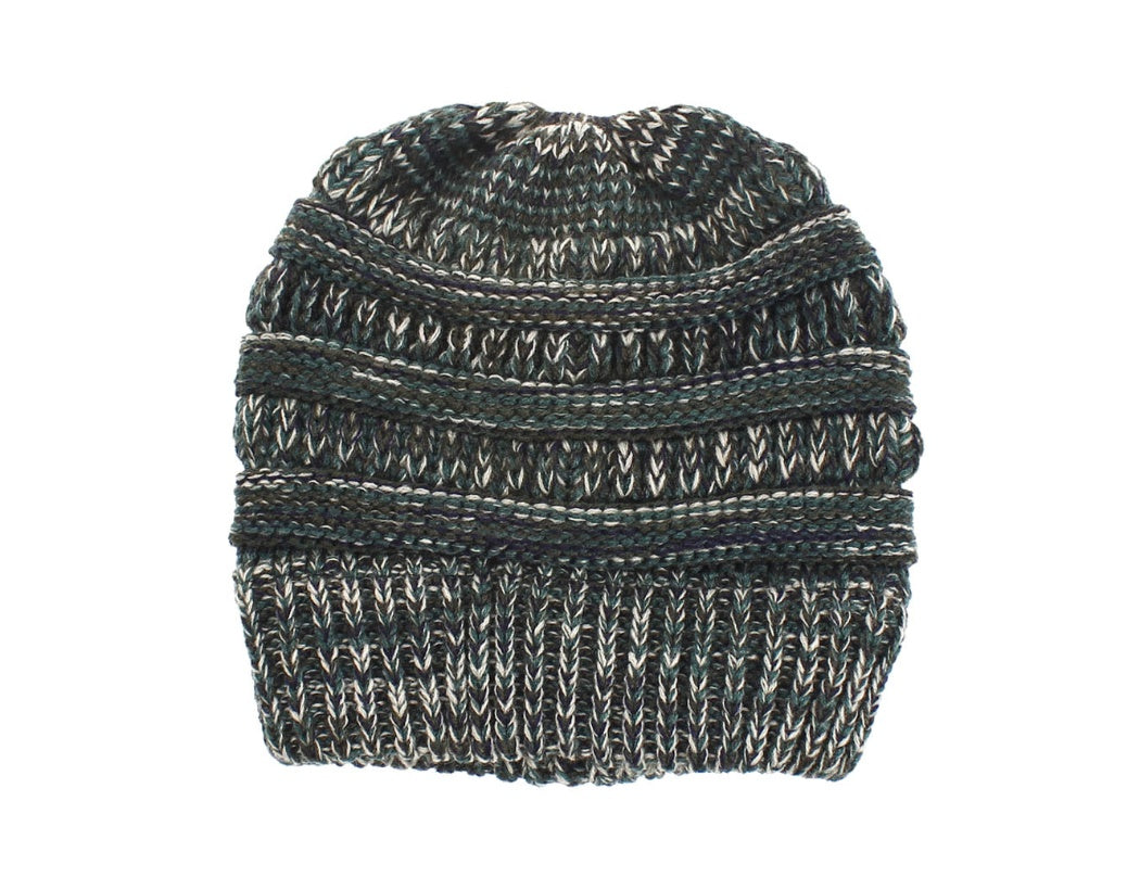 Mixed Color Knitted Wool Hat β Ladies Ponytail Beanie at New York Shop