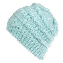 Mixed Color Knitted Wool Hat β Ladies Ponytail Beanie at New York Shop