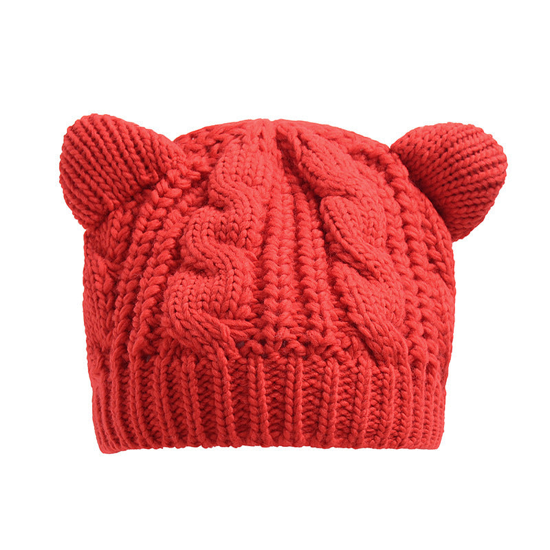 Handmade 3D Cute Knitted Cat Ear Beanie – Winter Warm Hat