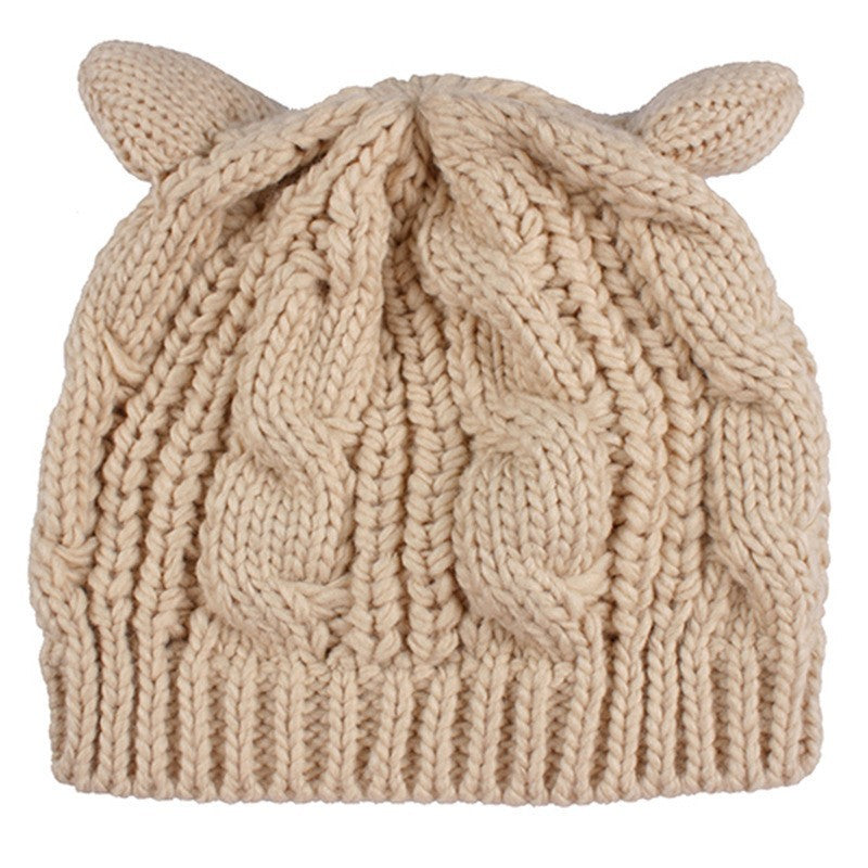 Handmade 3D Cute Knitted Cat Ear Beanie – Winter Warm Hat
