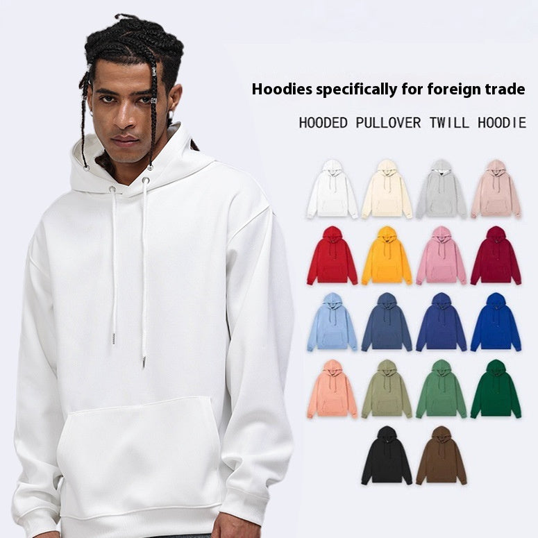 Spring And Autumn Drop Shoulder Loose Solid Color Hooded Sweater For Men And Women My Store