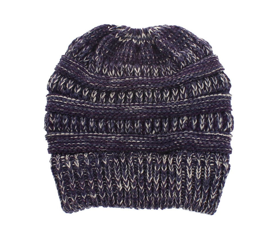 Mixed Color Knitted Wool Hat – Ladies Ponytail Beanie at New York Shop