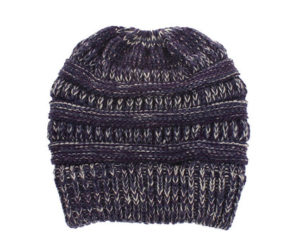 Mixed Color Knitted Wool Hat – Ladies Ponytail Beanie at New York Shop