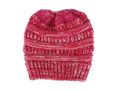 Mixed Color Knitted Wool Hat – Ladies Ponytail Beanie at New York Shop