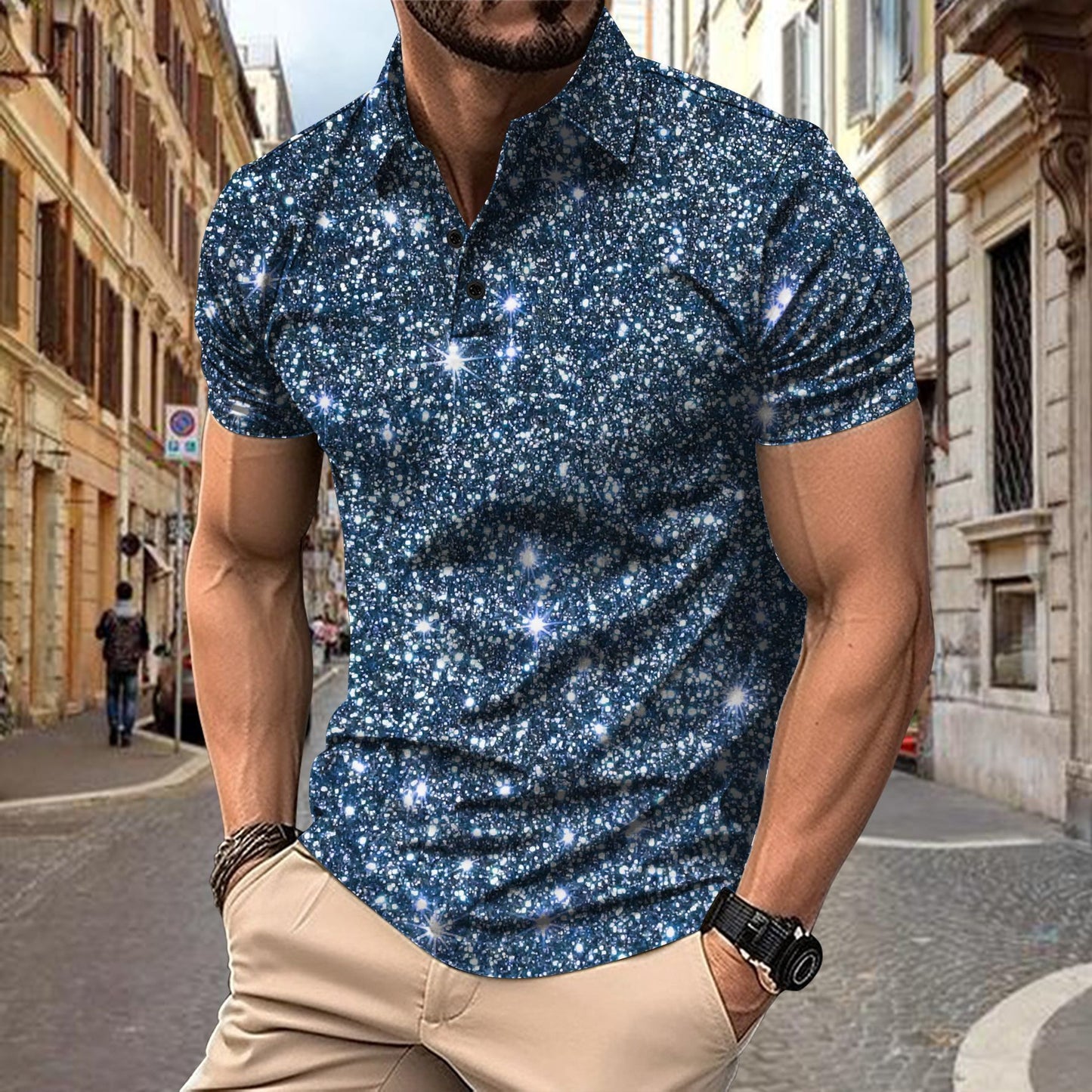 Polo Shirt Digital Printing Button Street Casual T-shirt My Store