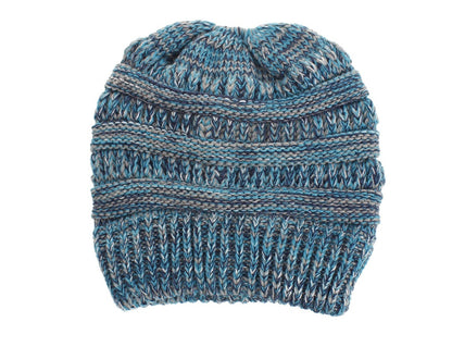 Mixed Color Knitted Wool Hat – Ladies Ponytail Beanie at New York Shop