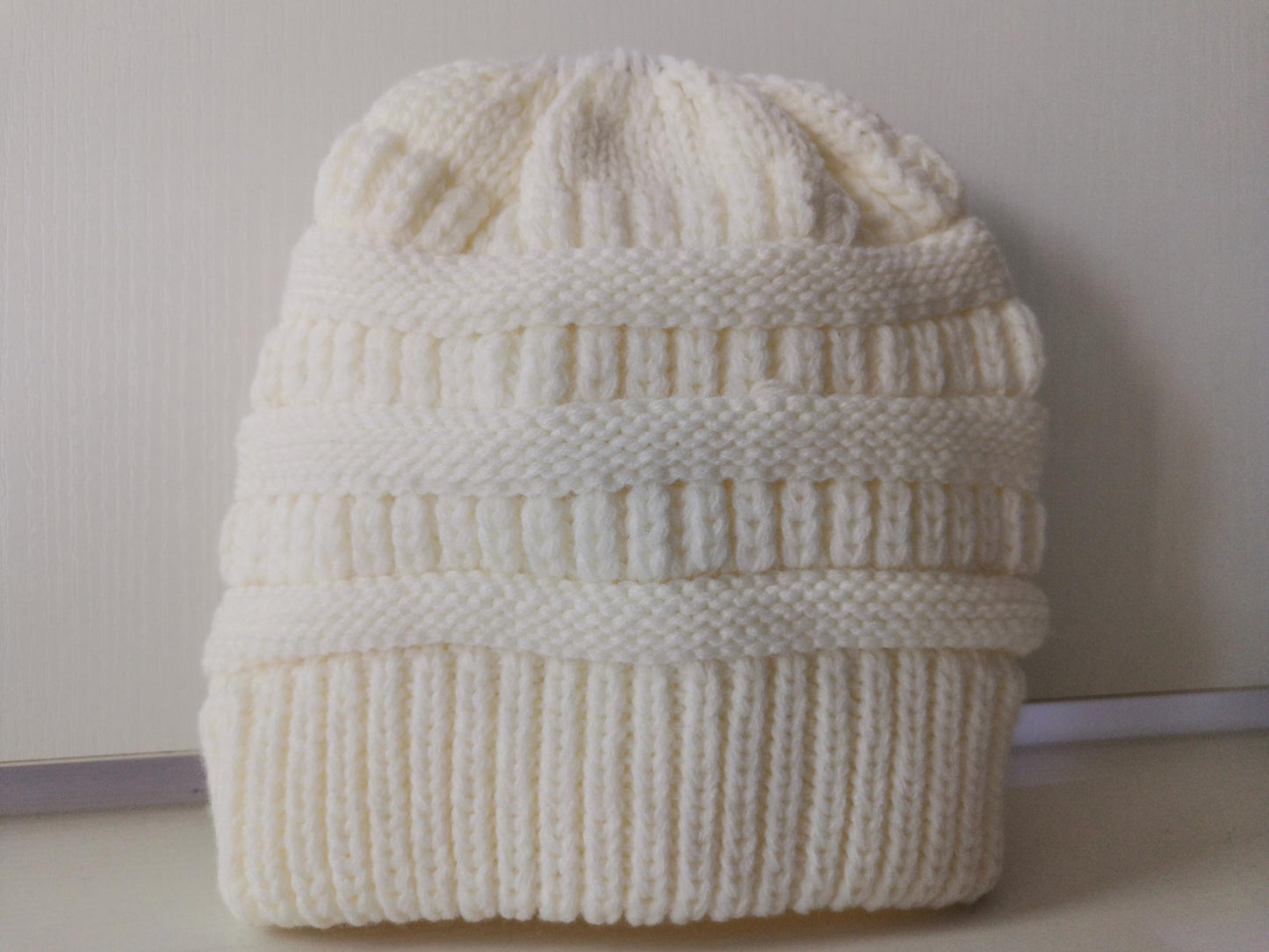 Mixed Color Knitted Wool Hat – Ladies Ponytail Beanie at New York Shop