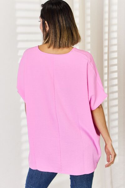 Zenana Texture Short Sleeve T-Shirt-1