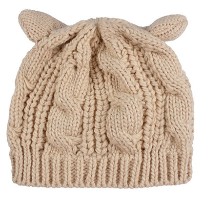 Handmade 3D Cute Knitted Cat Ear Beanie – Winter Warm Hat