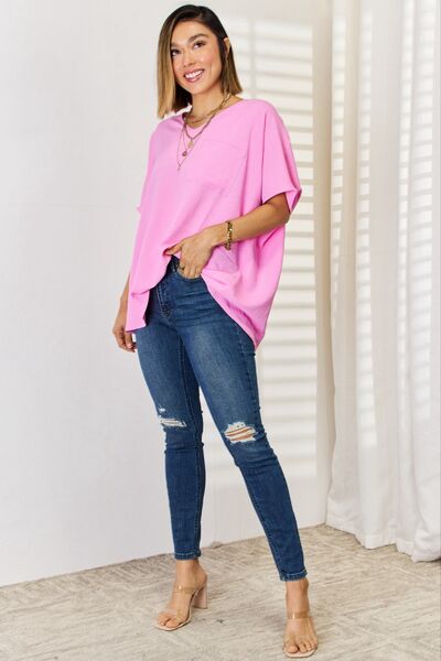 Zenana Texture Short Sleeve T-Shirt-4
