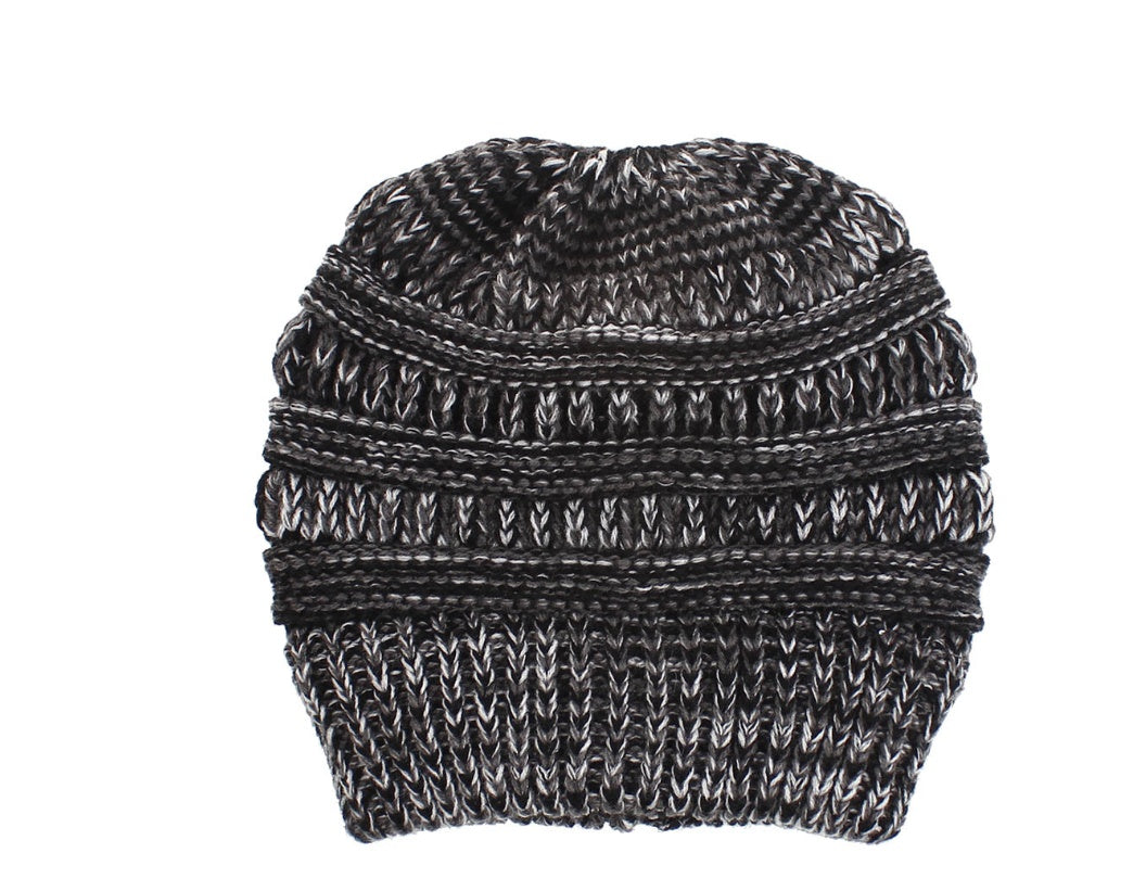 Mixed Color Knitted Wool Hat – Ladies Ponytail Beanie at New York Shop