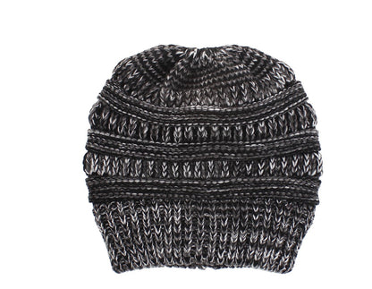 Mixed Color Knitted Wool Hat – Ladies Ponytail Beanie at New York Shop