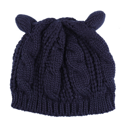 Handmade 3D Cute Knitted Cat Ear Beanie – Winter Warm Hat