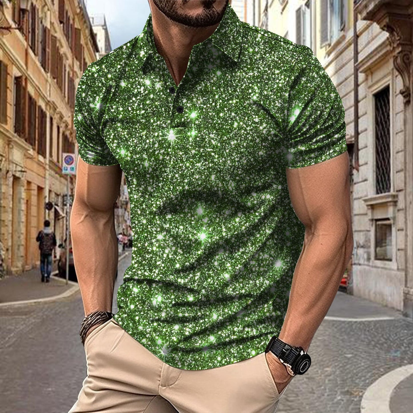 Polo Shirt Digital Printing Button Street Casual T-shirt My Store