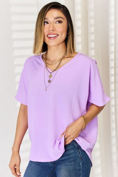 Zenana Texture Short Sleeve T-Shirt-1