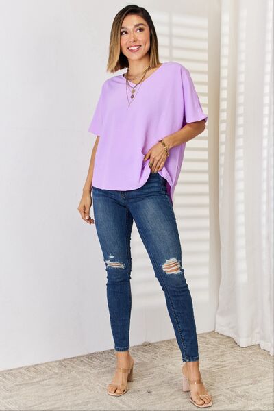 Zenana Texture Short Sleeve T-Shirt-4
