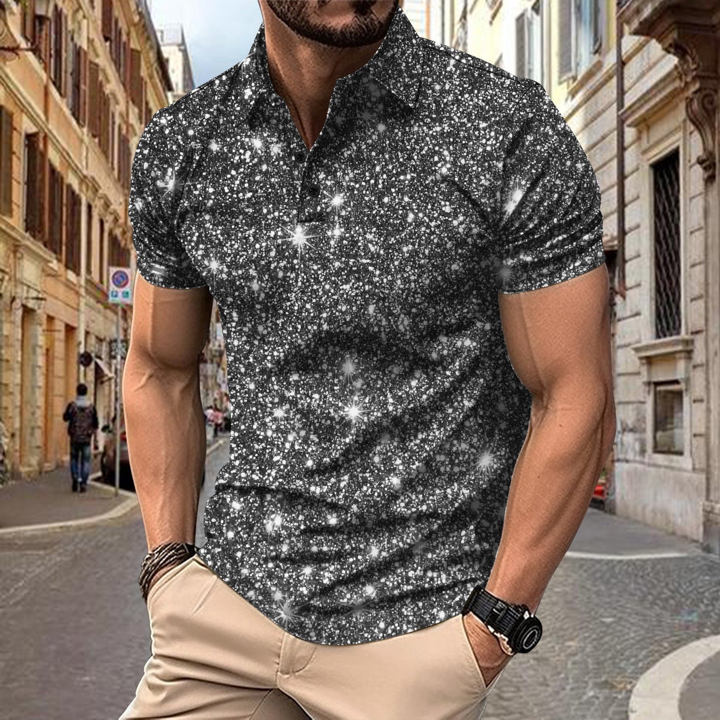 Polo Shirt Digital Printing Button Street Casual T-shirt My Store